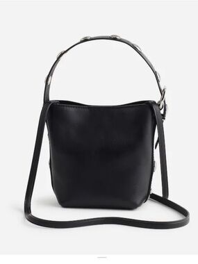 Madewell Essential Studded Micro Bucket Tote in Black